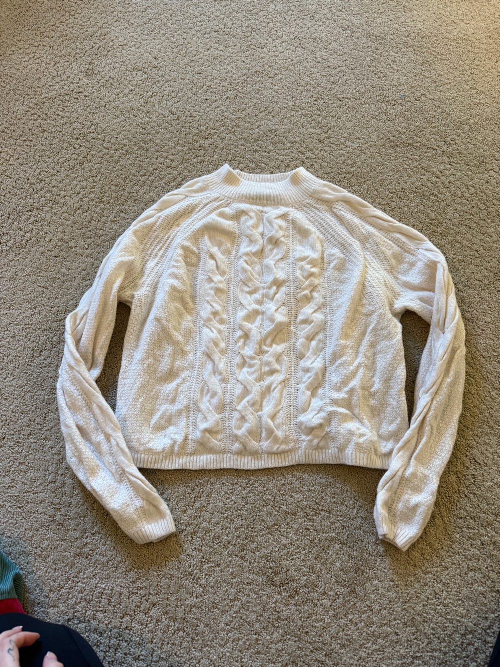 Banana Republic Cream Cable-Knit Crewneck Sweater